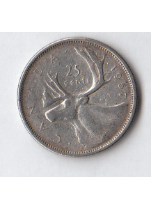 1957 - CANADA Quarto di Dollaro Renna in argento circolato